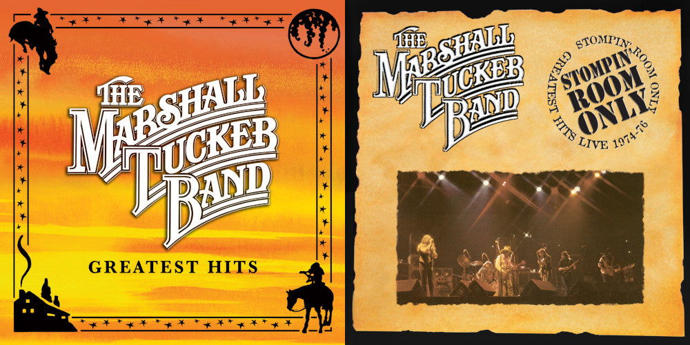 This image features the covers for the band's Greatest Hits and  Stompin' Room Only